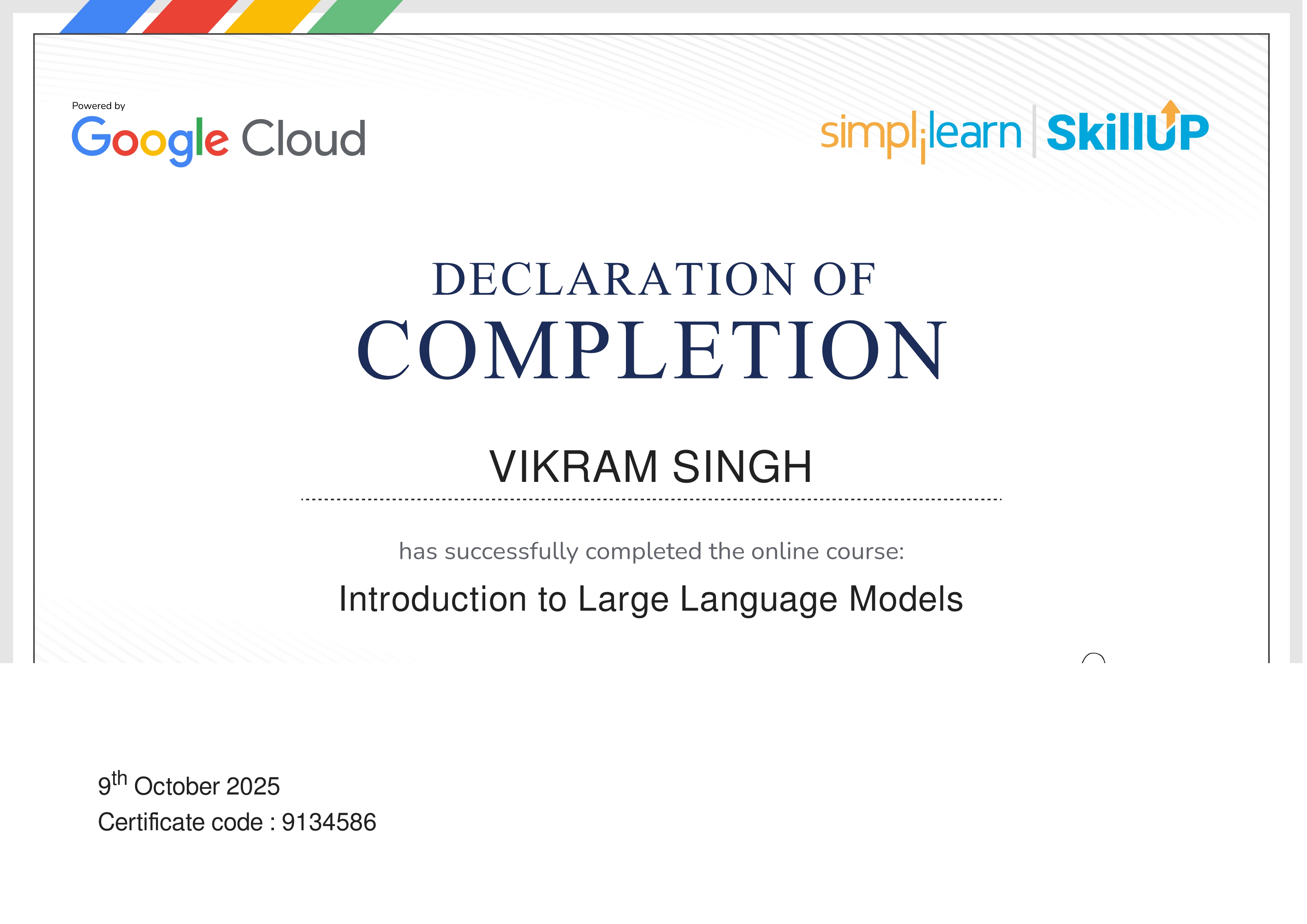 Introduction to large language model certificate